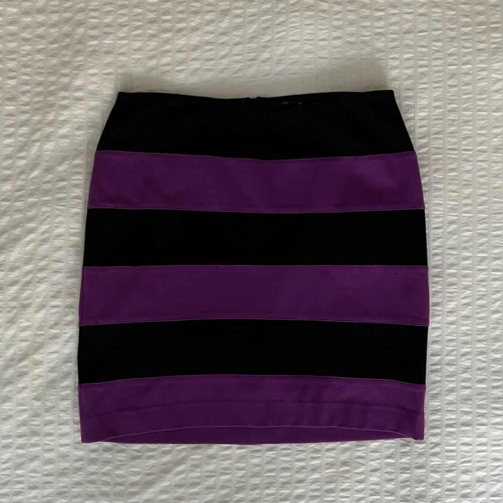 Ann Taylor Purple & Black Striped Skirt Size 10